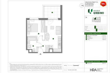 Rzut - Mieszkanie na sprzedaż 2 pokoje o powierzchni 37,47 m² - numer C7 w Osiedle Urbino etap 4.2