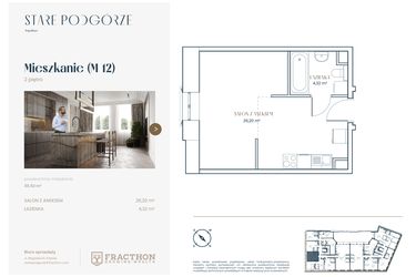 Rzut - Mieszkanie na sprzedaż 1 pokój o powierzchni 31,05 m² - numer M.12 w Stare Podgórze