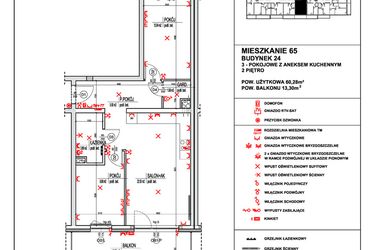 Rzut - Mieszkanie na sprzedaż 3 pokoje o powierzchni 60,28 m² - numer 65 w Osiedle 4 Pory Roku - Etap VIII
