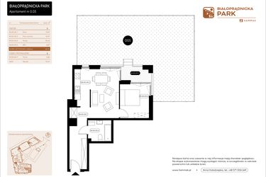 Rzut - Mieszkanie na sprzedaż 2 pokoje o powierzchni 46,14 m² - numer 0.05 w Białoprądnicka Park