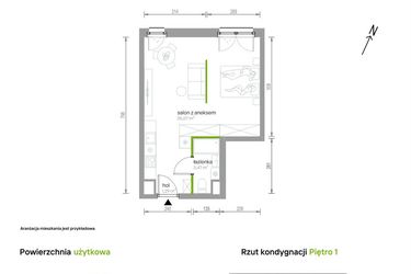 Rzut - Mieszkanie na sprzedaż 1 pokój o powierzchni 39,83 m² - numer 1/A/10 w Kijowska Vita