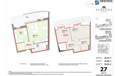 Rzut - Mieszkanie na sprzedaż 4 pokoje o powierzchni 95,25 m² - numer B.27 w Kamienica Zamkowa