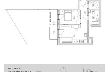 Rzut - Mieszkanie na sprzedaż 2 pokoje o powierzchni 44,21 m² - numer B5-K1-0-4 w ATAL Strachowicka II