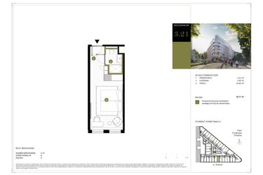 Rzut - Mieszkanie na sprzedaż 1 pokój o powierzchni 22,71 m² - numer 321 w Y3 Signature Hotel