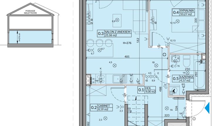 Rzut - Mieszkanie na sprzedaż 3 pokoje o powierzchni 53,49 m² - numer 68A w Domy na Witosa etap 2A i 2B