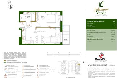 Rzut - Mieszkanie na sprzedaż 2 pokoje o powierzchni 40,61 m² - numer 35 w Julianów Verde II