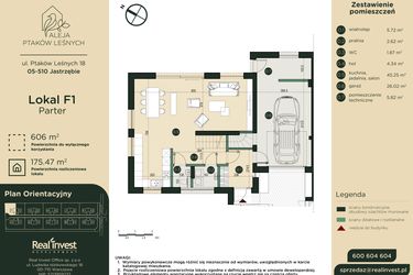 Rzut - Dom na sprzedaż 5 pokoi o powierzchni 175,47 m² - numer F1 w Aleja Ptaków Leśnych