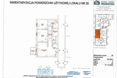 Rzut - Mieszkanie na sprzedaż 3 pokoje o powierzchni 59,99 m² - numer J2-26 w Park Leśny Rembertów etap VIII