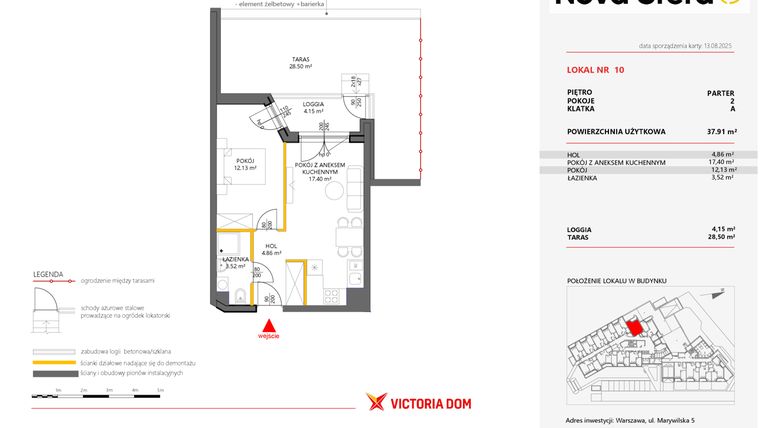 Rzut - Mieszkanie na sprzedaż 2 pokoje o powierzchni 37,91 m² - numer 10 w Miasteczko Nova Sfera 5