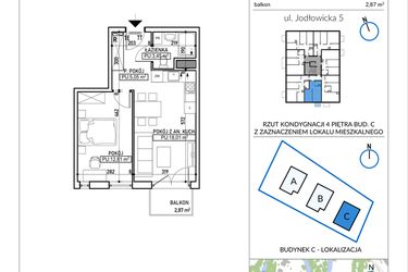 Rzut - Mieszkanie na sprzedaż 2 pokoje o powierzchni 39,32 m² - numer 5-34 w Jodłowicka 5