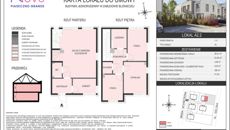 Rzut - Dom na sprzedaż 5 pokoi o powierzchni 81,62 m² - numer A2.2 w Nove Piaseczno Grande