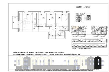 Rzut - Mieszkanie na sprzedaż 4 pokoje o powierzchni 75,78 m² - numer 14 w Kampinoskie Zacisze