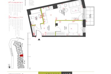 Rzut - Mieszkanie na sprzedaż 2 pokoje o powierzchni 43,46 m² - numer 81 w Na Wspólnej