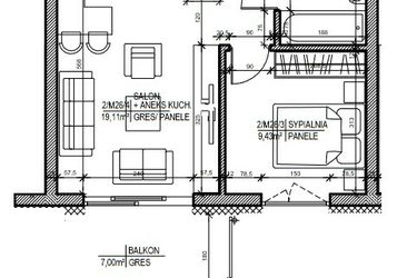 Rzut - Mieszkanie na sprzedaż 2 pokoje o powierzchni 36,48 m² - numer 27 w Staroniwskie Sady etap II