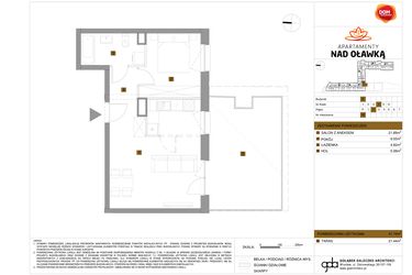 Rzut - Mieszkanie na sprzedaż 2 pokoje o powierzchni 41,74 m² - numer 92 w Apartamenty nad Oławką etap II