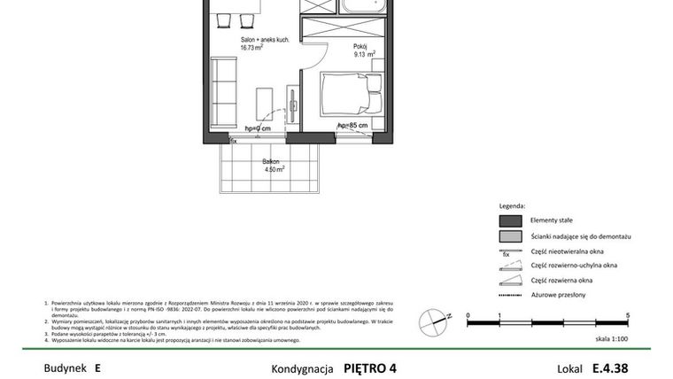 Rzut - Mieszkanie na sprzedaż 2 pokoje o powierzchni 31,91 m² - numer E.4.38 w Nowy Świat Ostoja etap II - EFG