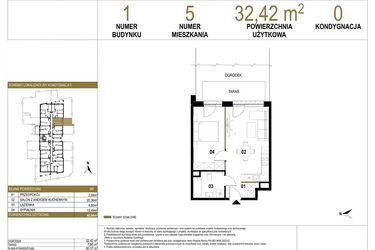 Rzut - Mieszkanie na sprzedaż 2 pokoje o powierzchni 40,64 m² - numer 1.M5 w Osiedle Saturna