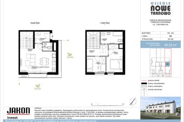 Rzut - Mieszkanie na sprzedaż 3 pokoje o powierzchni 62,23 m² - numer 6G w Nowe Tarnowo zabudowa szeregowa