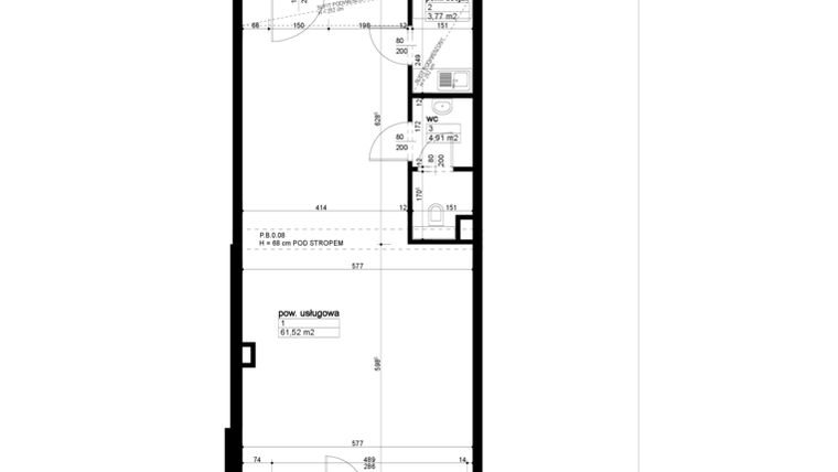 Rzut - Lokal użytkowy na sprzedaż 1 pokój o powierzchni 70,2 m² - numer B/2/0/1 w Malta Wołkowyska etap III