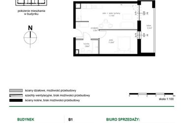 Rzut - Mieszkanie na sprzedaż 2 pokoje o powierzchni 38,32 m² - numer M18 w Wędrowna