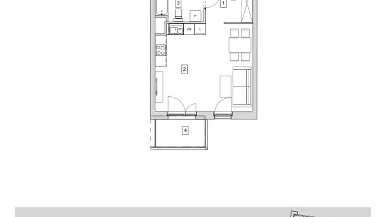 Rzut - Mieszkanie na sprzedaż 1 pokój o powierzchni 35,42 m² - numer B5-K2-2-5 w ATAL Strachowicka II