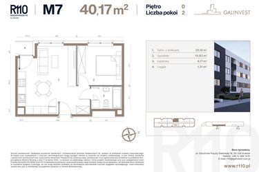 Rzut - Mieszkanie na sprzedaż 2 pokoje o powierzchni 40,17 m² - numer 7 w Radzikowskiego 110