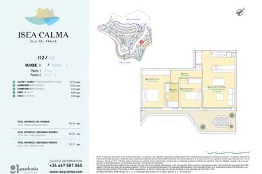 Rzut - Mieszkanie na sprzedaż 2 pokoje o powierzchni 69 m² - numer CAV-MS-5149 w Isea Calma - Aguilas