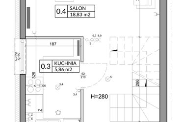 Rzut - Dom na sprzedaż 3 pokoje o powierzchni 72,53 m² - numer 5 w Slow Wilanów