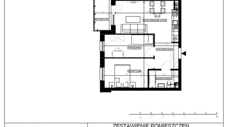 Rzut - Mieszkanie na sprzedaż 3 pokoje o powierzchni 48,26 m² - numer 22 w Osiedle Filmowe etap V
