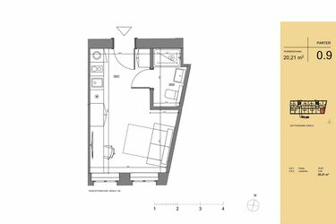Rzut - Mieszkanie na sprzedaż 1 pokój o powierzchni 20,21 m² - numer 0.9 w Rezydencja San Petrus