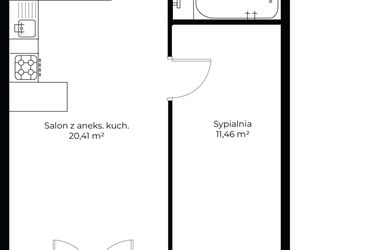 Rzut - Mieszkanie na sprzedaż 2 pokoje o powierzchni 42,74 m² - numer C4.4 w Enklawa Bukowa II