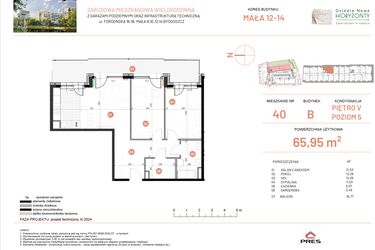 Rzut - Mieszkanie na sprzedaż 3 pokoje o powierzchni 65,95 m² - numer 12.40 w Osiedle Nowe Horyzonty etap III