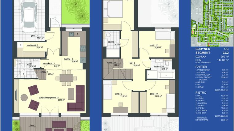 Rzut - Dom na sprzedaż 5 pokoi o powierzchni 144,88 m² - numer CC2 w Triton Country