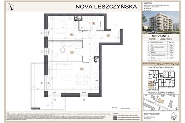 Rzut - Mieszkanie na sprzedaż 3 pokoje o powierzchni 54,13 m² - numer M7 w Nova Leszczyńska