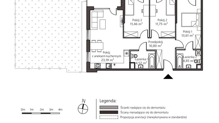 Rzut - Mieszkanie na sprzedaż 4 pokoje o powierzchni 80,18 m² - numer 5D/5 w Nowy Goszyn