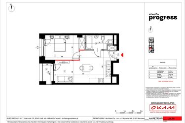Rzut - Mieszkanie na sprzedaż 2 pokoje o powierzchni 43,75 m² - numer 51 w Strefa PROGRESS
