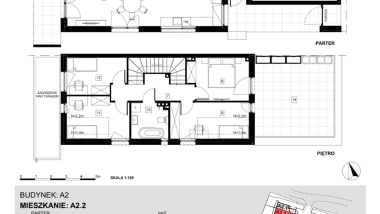 Rzut - Dom na sprzedaż 5 pokoi o powierzchni 127,69 m² - numer A2.2 w Ville Przy Białej