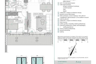 Rzut - Mieszkanie na sprzedaż 2 pokoje o powierzchni 48,99 m² - numer A.2.9 w Remedium
