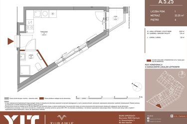 Rzut - Mieszkanie na sprzedaż 1 pokój o powierzchni 23,3 m² - numer A.5.25 w Żurawie - etap II