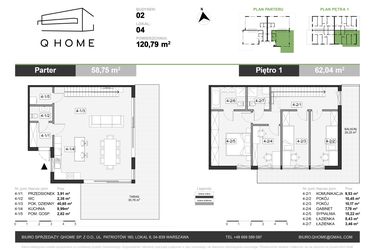 Rzut - Dom na sprzedaż 4 pokoje o powierzchni 120,79 m² - numer A4 w VILLA Q FOUR