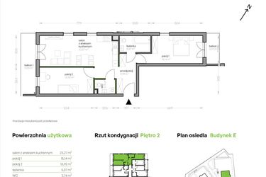 Rzut - Mieszkanie na sprzedaż 3 pokoje o powierzchni 72,62 m² - numer E/3.7 w Ujeścisko Vita