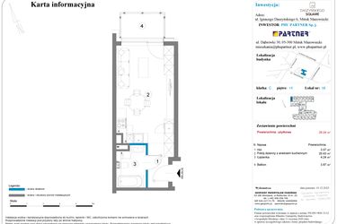 Rzut - Mieszkanie na sprzedaż 1 pokój o powierzchni 28,24 m² - numer 18 w Daszyńskiego Square etap 2