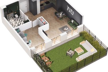 Rzut - Mieszkanie na sprzedaż 2 pokoje o powierzchni 55,94 m² - numer A3.100.M04 w Mieszkaj w mieście - Ogrody Glogera