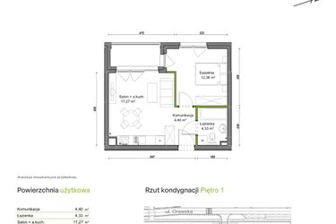 Rzut - Mieszkanie na sprzedaż 2 pokoje o powierzchni 38,36 m² - numer D1/C/09 w Orawska Vita