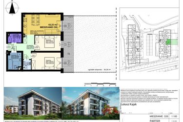 Rzut - Mieszkanie na sprzedaż 3 pokoje o powierzchni 63,22 m² - numer C05 w Duo Park