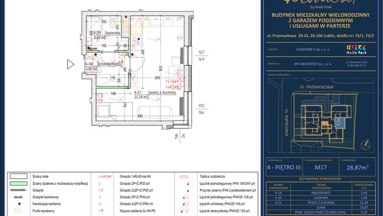 Rzut - Mieszkanie na sprzedaż 2 pokoje o powierzchni 28,87 m² - numer 17 w Revita 21 by Hvile Park