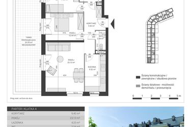 Rzut - Mieszkanie na sprzedaż 3 pokoje o powierzchni 72,67 m² - numer 88 w Ignatki Forest etap II
