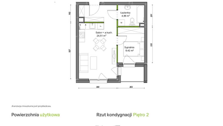 Rzut - Mieszkanie na sprzedaż 2 pokoje o powierzchni 37,79 m² - numer D2/G/12 w Orawska Vita