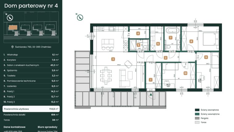 Rzut - Dom na sprzedaż 4 pokoje o powierzchni 114,8 m² - numer 4 w Domy na Gaju
