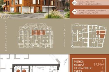 Rzut - Mieszkanie na sprzedaż 2 pokoje o powierzchni 57,24 m² - numer B.3.2 w Browar Jedności